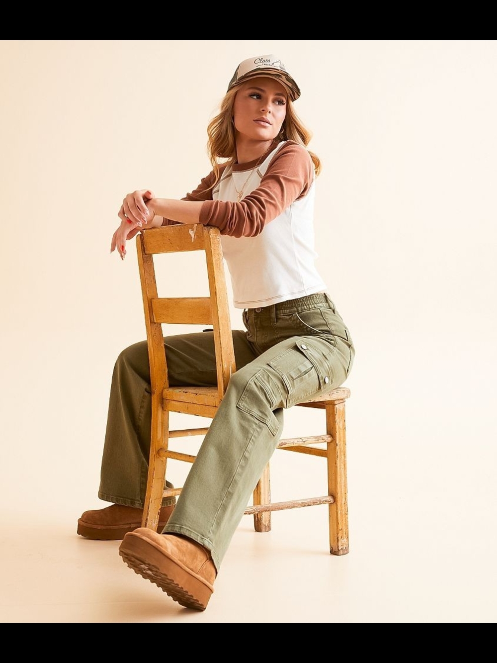 NEW Flying Monkey Olive Green Cargo Jeans - Women Size 25 x 32
